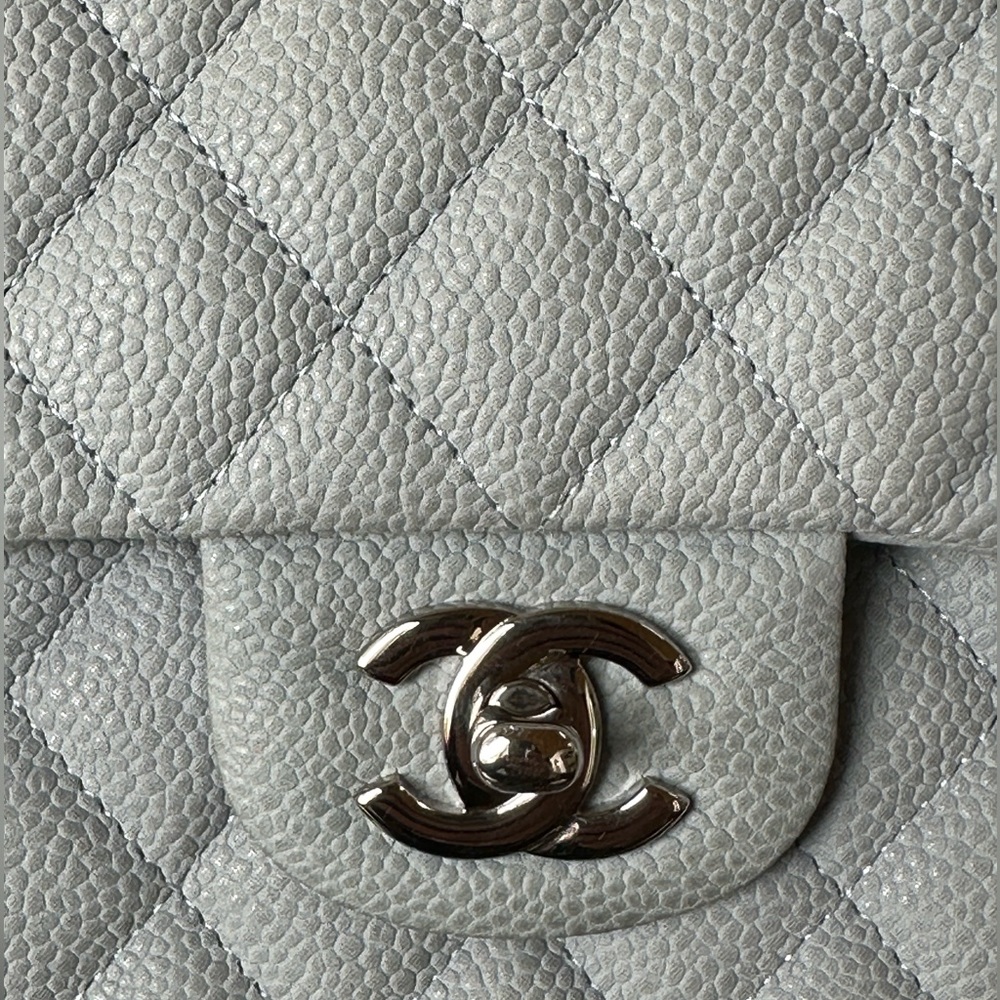 CHANEL Small Classic Handbag (Dove Grey | Light Blue with silver hardware) - Picture 2 of 10